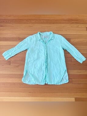 Jamsworld Mint Green Vacation Summer Breathable Lightweight Linen Tunic Large